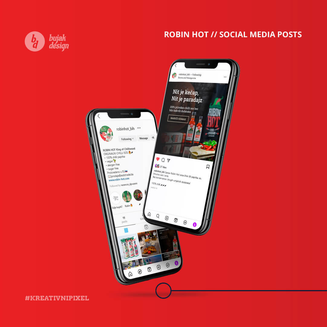 2 phones showing social media posts for Robin Hot