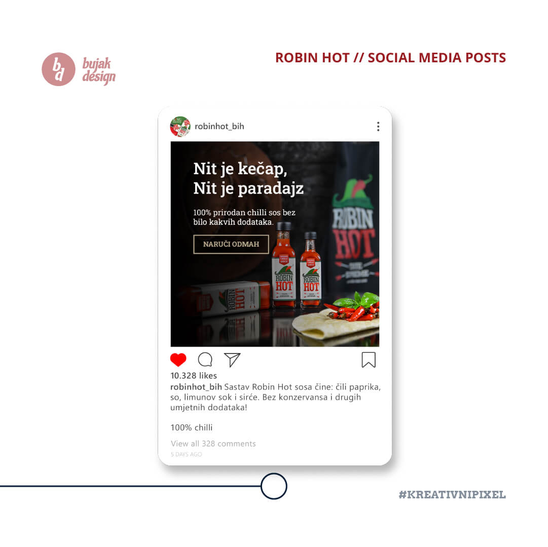 Instagram post example for hot sauce Robin Hot
